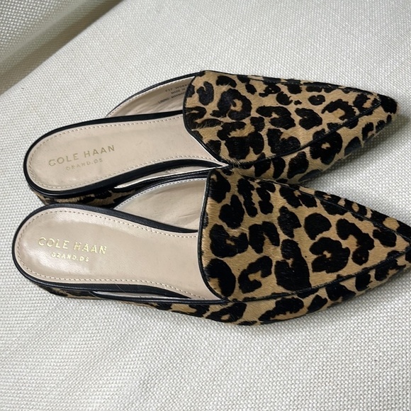 Cole Haan Piper Leopard Print Calf Hair Mules Size 5 - Picture 2 of 5